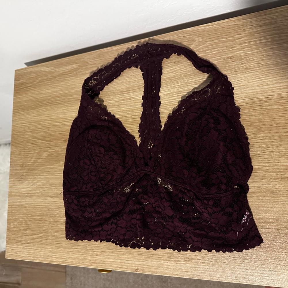 Elegant Lace Bralette in Deep Burgundy